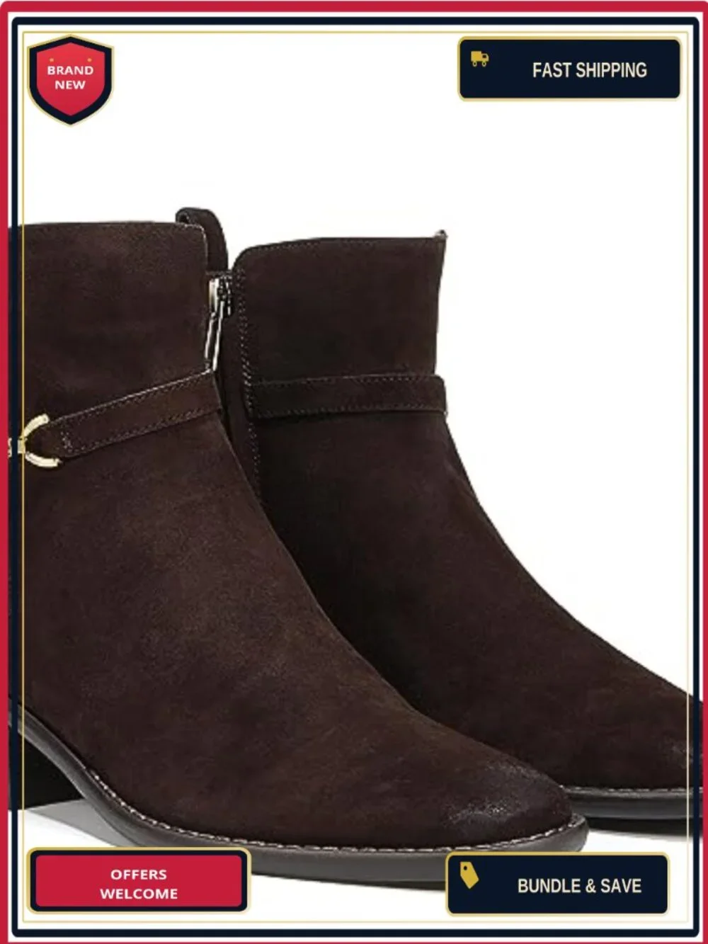 Sam Edelman Brawley Ankle Bootie Block Heel Leather Zip Women's Boot